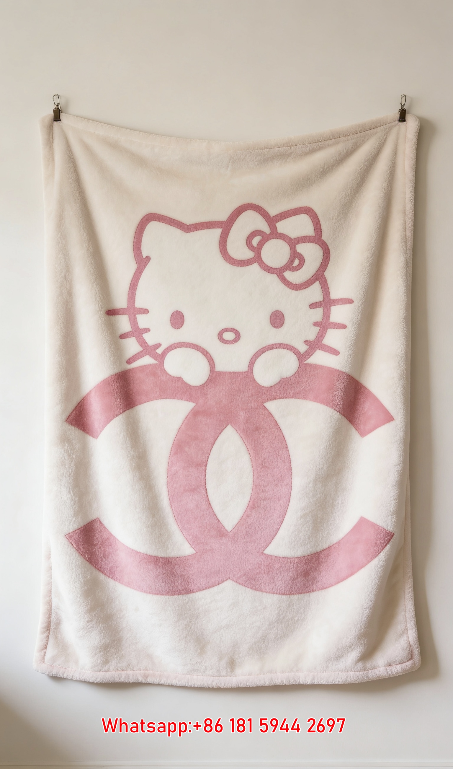 Luxury Chanel Style Pink Hello Kitty Flannel Throw Blanket IMG_7388